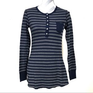 Splendid Navy and Gray Striped Blouse